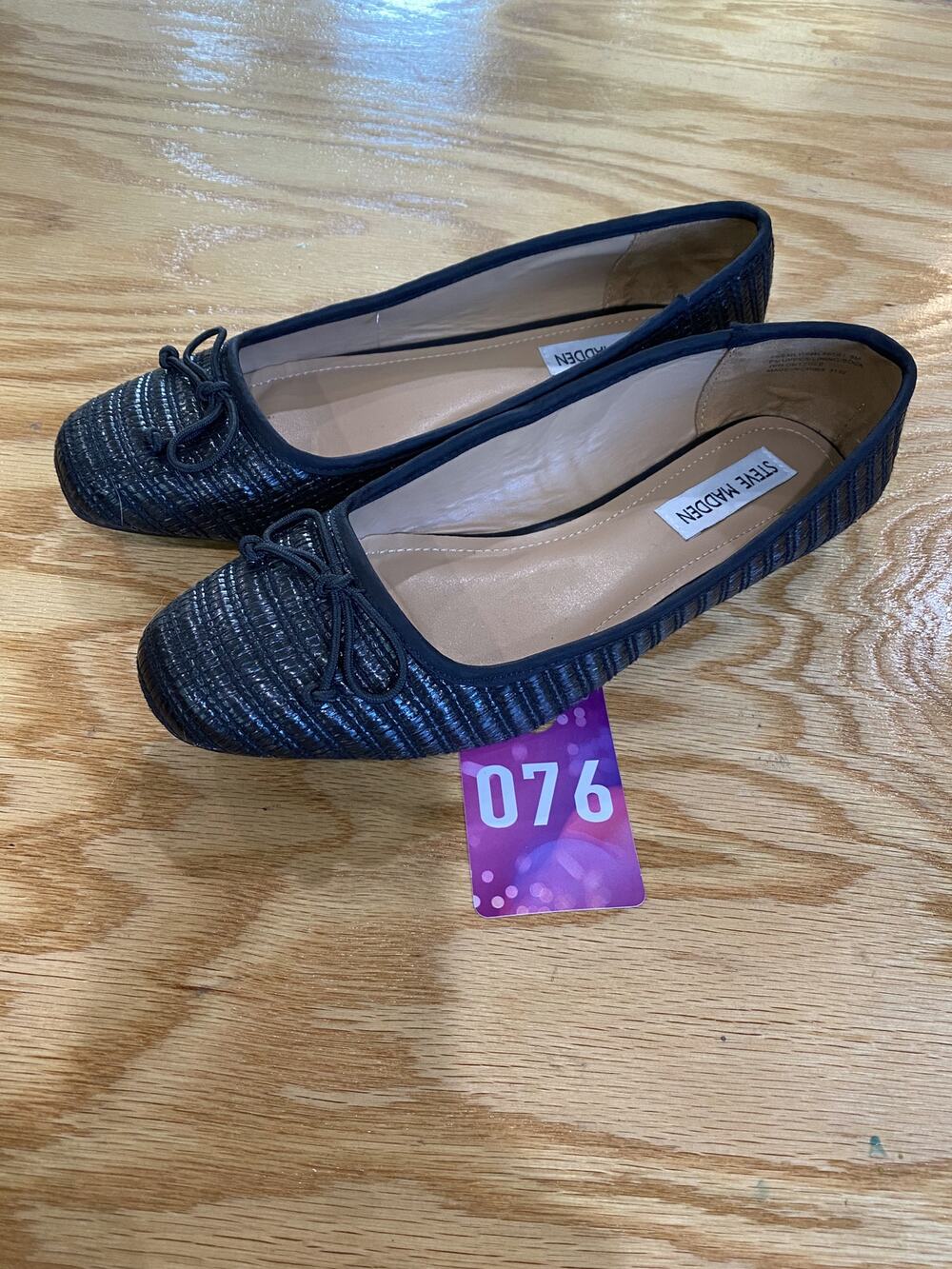 Steve Madden Women's 8 M Black Slip-On Round Toe Comfort Bow Ballet Flats